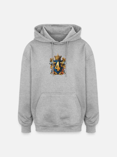 4 Zahl Wappen - Oversized Unisex Hoodie - Grau meliert