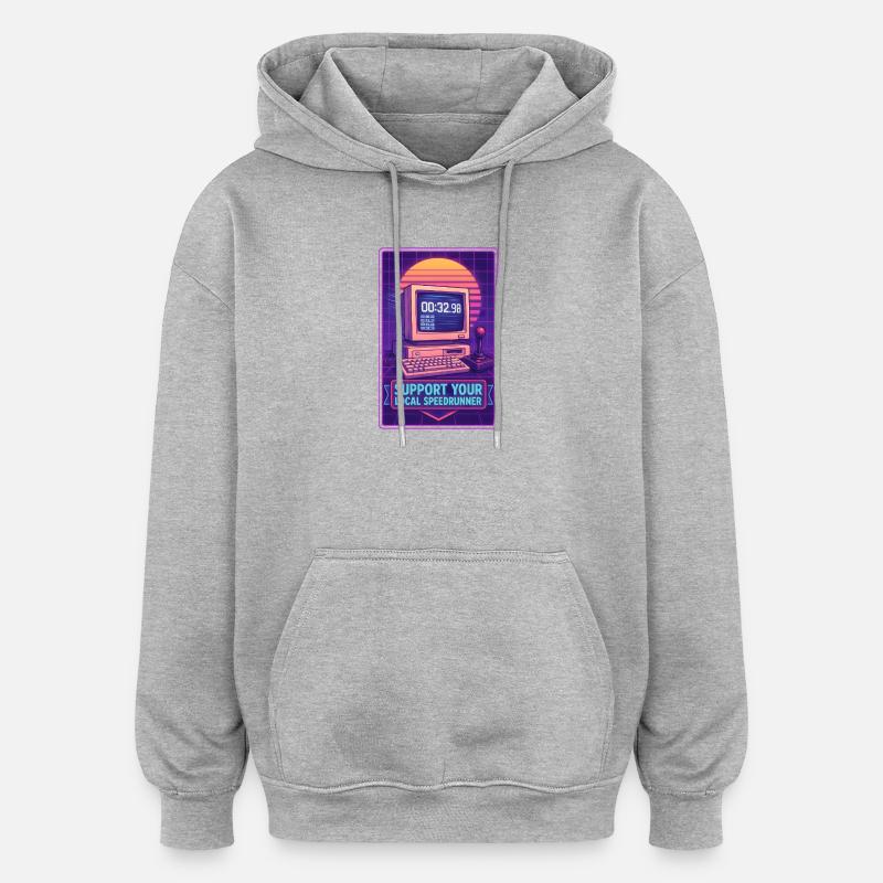Speedrunner supporten | Retro Gaming Timer - Oversized Unisex Hoodie - Grau meliert