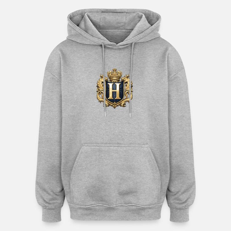 H Buchstabe Name Krone - Oversized Unisex Hoodie - Grau meliert