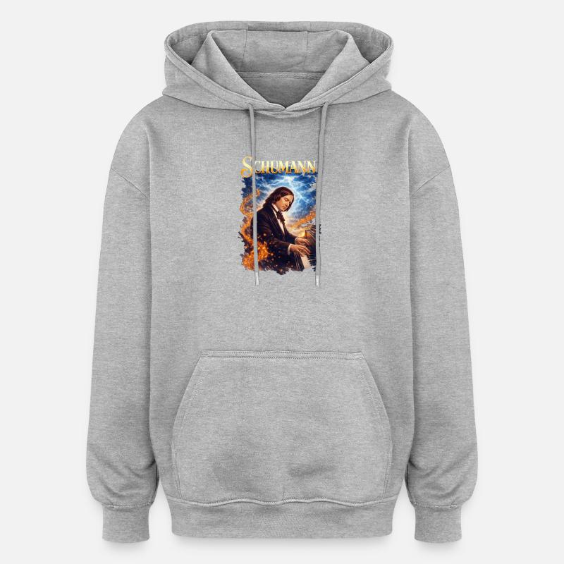 Schumannin pianopalon muotokuva - Unisex oversize huppari - harmaasävyinen