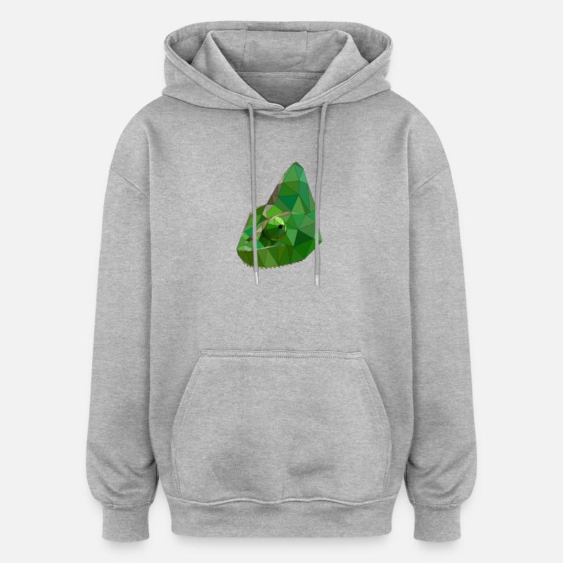 Art géométrique caméléon low poly - Sweat à capuche oversize unisexe - gris chiné