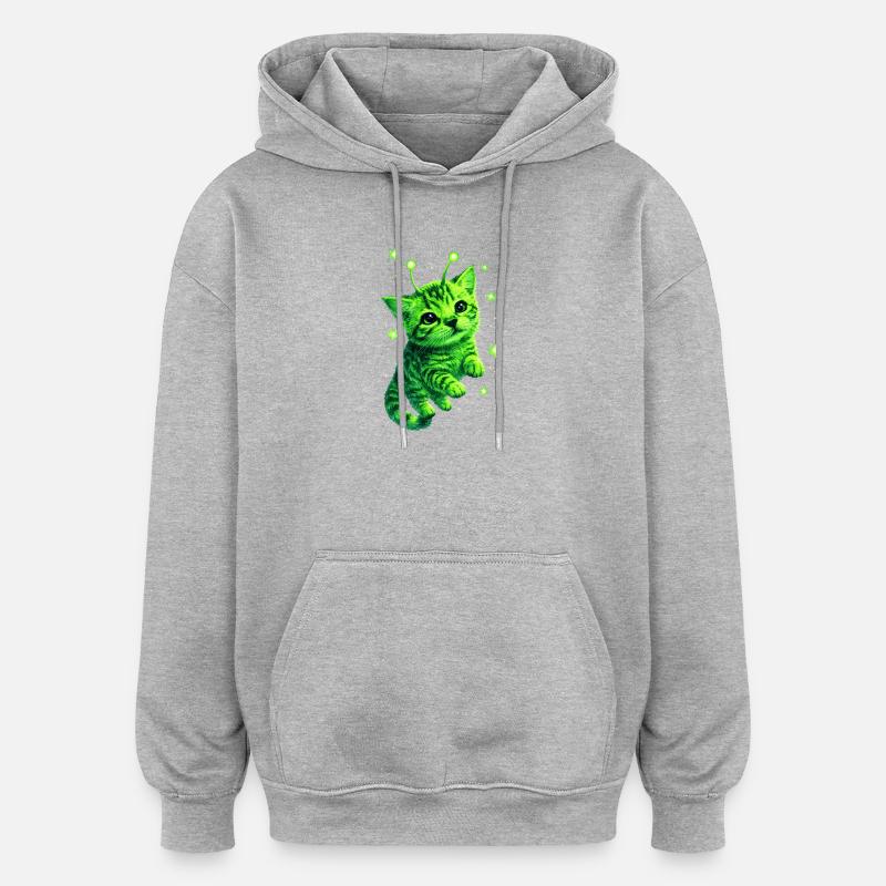 Gatto Alieno - Felpa con cappuccio unisex oversize - grigio melange