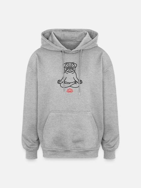 Mops Hund Zen Ausmalbild - Oversized Unisex Hoodie - Grau meliert