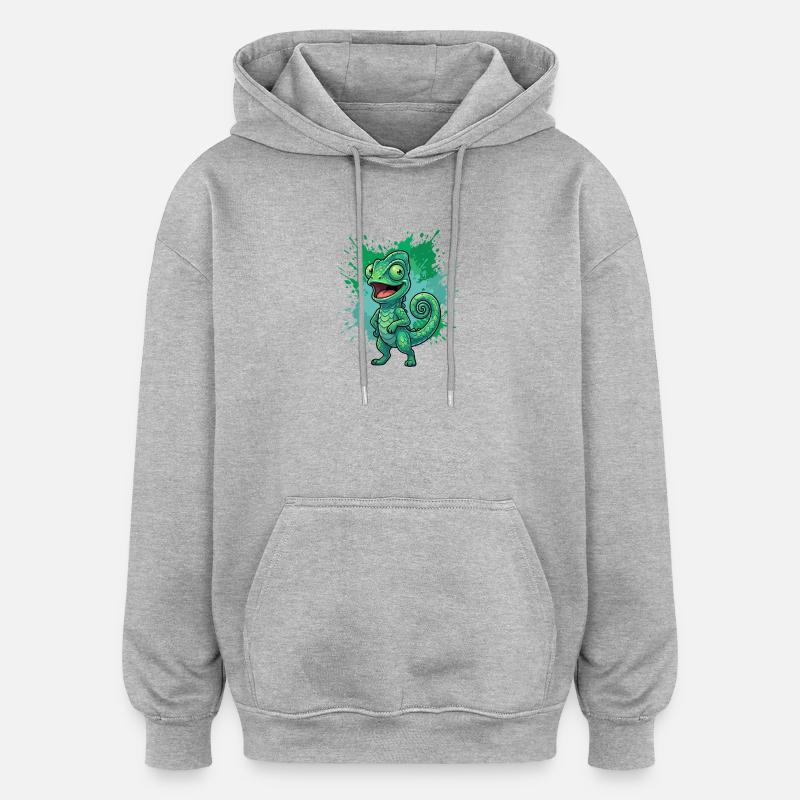 Fond éclaboussuré caméléon vert - Sweat à capuche oversize unisexe - gris chiné