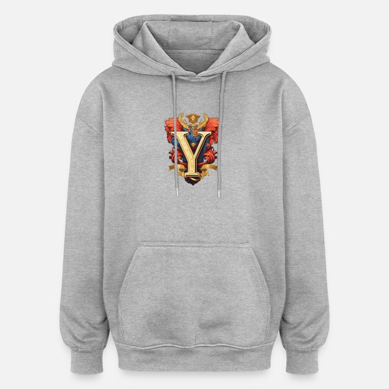 Y Buchstabe Name Krone - Oversized Unisex Hoodie - Grau meliert