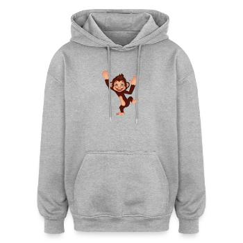 Felice Scimmia Danzante Cartone Animato della Giungla - Felpa con cappuccio unisex oversize - grigio melange - Fronte - Noah (186cm)