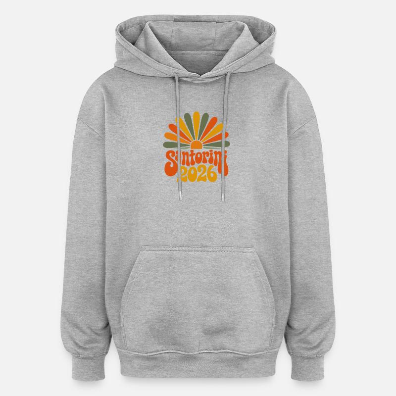Santorin 2026 Éclat de soleil - Sweat à capuche oversize unisexe - gris chiné