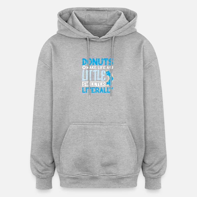 Restauration rapide en donuts - Sweat à capuche oversize unisexe - gris chiné