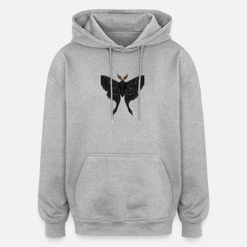 Tatouage gothique Moon Moth Moth - Sweat à capuche oversize unisexe - gris chiné