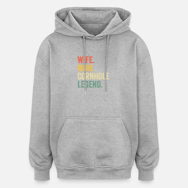 Ehefrau-Mama Cornhole-Legende - Oversized Unisex Hoodie - Grau meliert