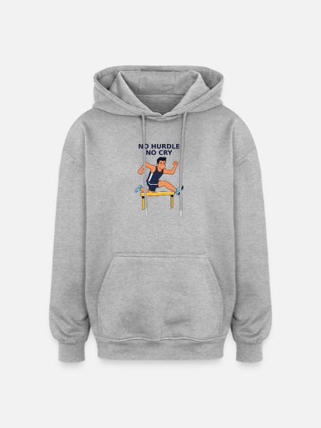 No Hurdle No Cry - Sprintheld - Oversized Unisex Hoodie - Grau meliert