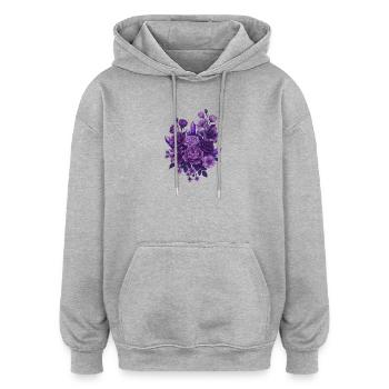 Violette Kristallblumenstrauß - Oversized Unisex Hoodie - Grau meliert - Vorne - Noah (186cm)