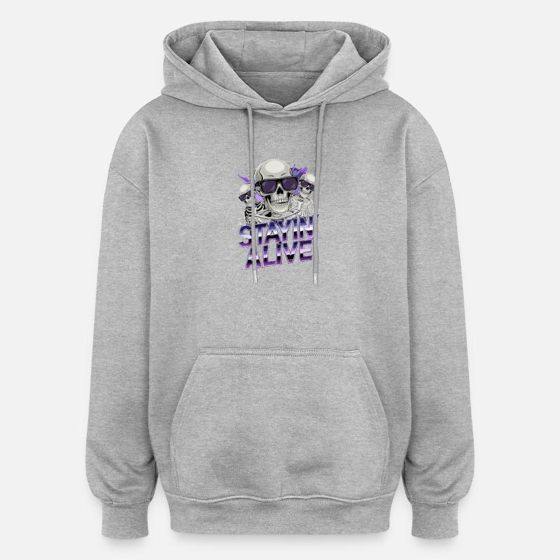 Esqueleto Esqueleto Retro 70s - Sudadera con capucha oversize unisex - gris jaspeado