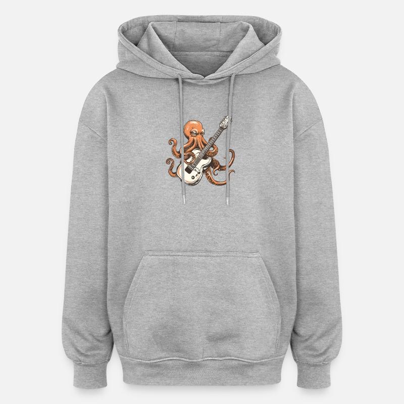Riff de guitare Octopus - Sweat à capuche oversize unisexe - gris chiné