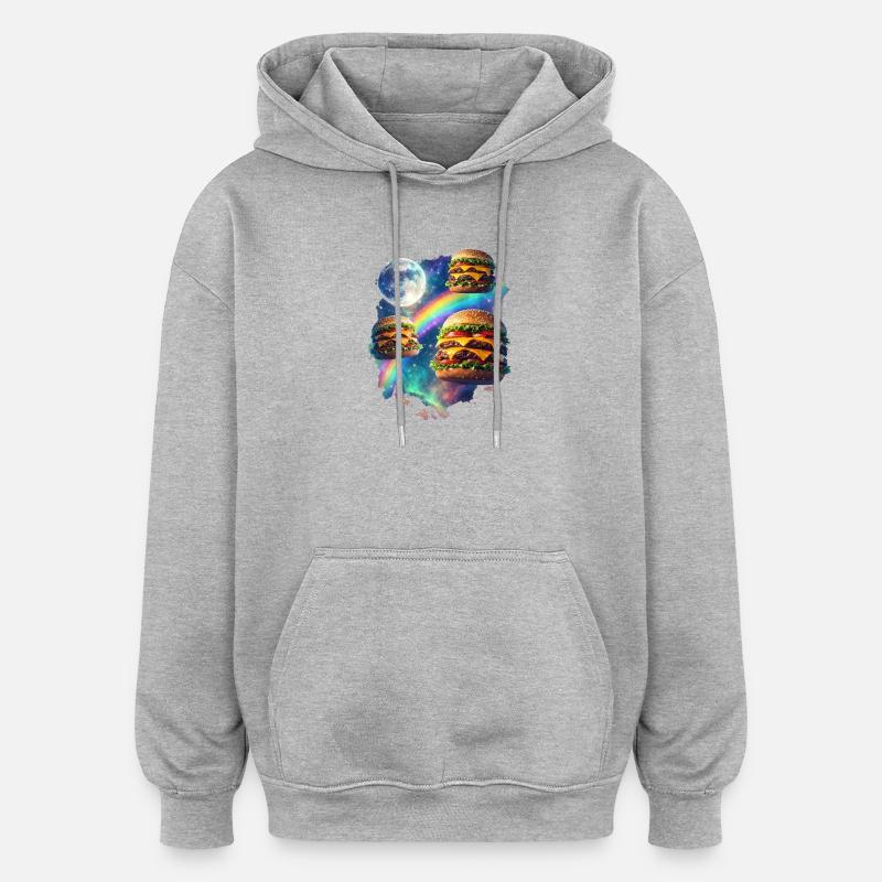 Galactic Burger Explosion - Oversized Unisex Hoodie - heather grey