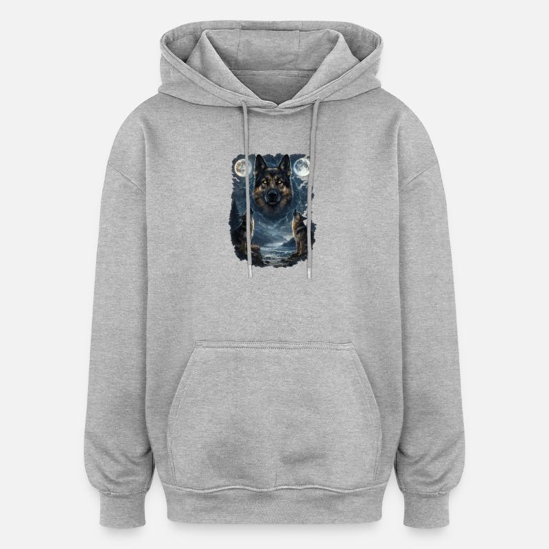 Two Moons German Shepherd - Oversized Unisex Hoodie - heather grey