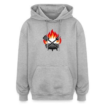 Flame Grill Soirée d’été - Sweat à capuche oversize unisexe - gris chiné - Devant - Noah (186cm)