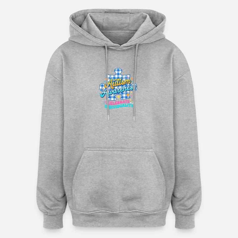 Énigme de sensibilisation à l’autisme - Sweat à capuche oversize unisexe - gris chiné