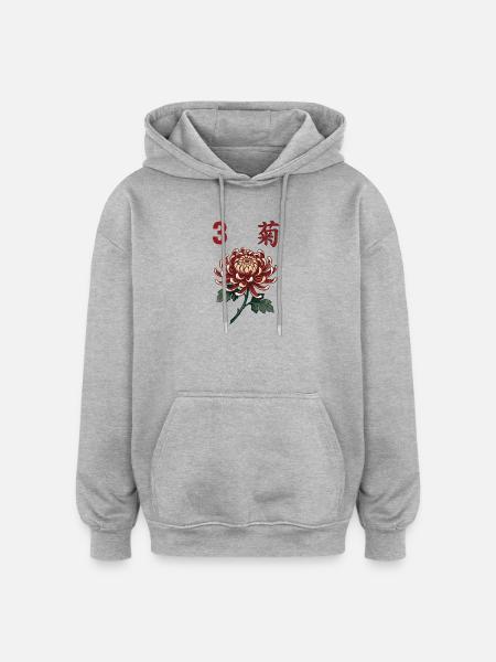 3 Mahjong-Blumenfliese - Oversized Unisex Hoodie - Grau meliert