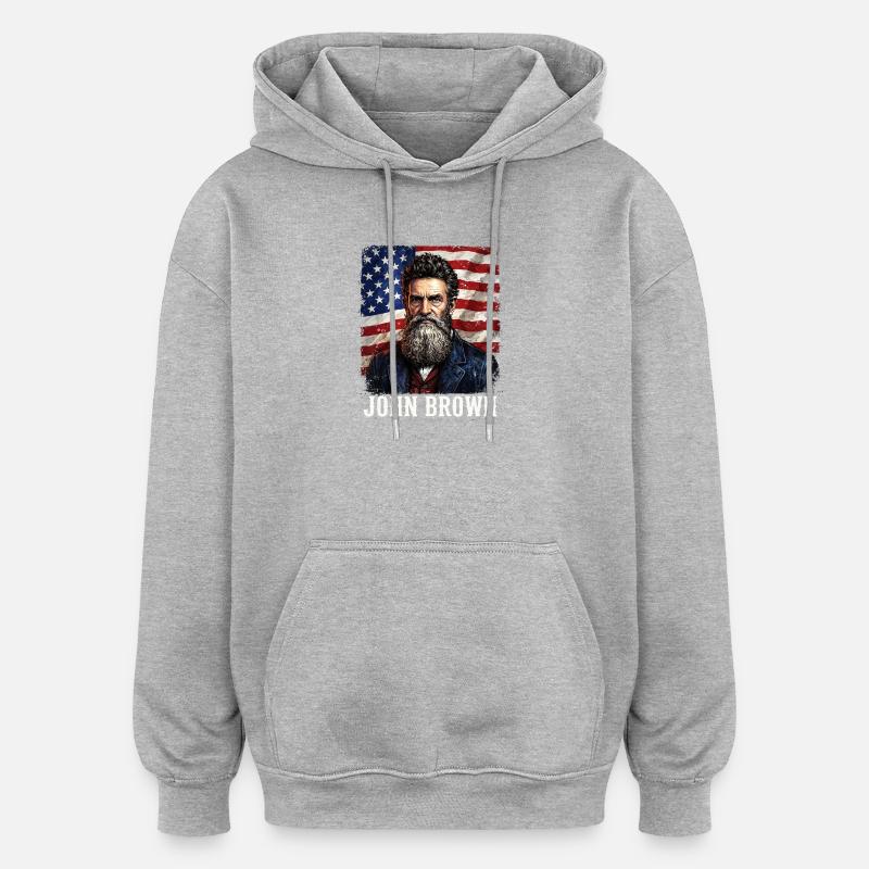 John Brown drapeau des États-Unis. - Sweat à capuche oversize unisexe - gris chiné