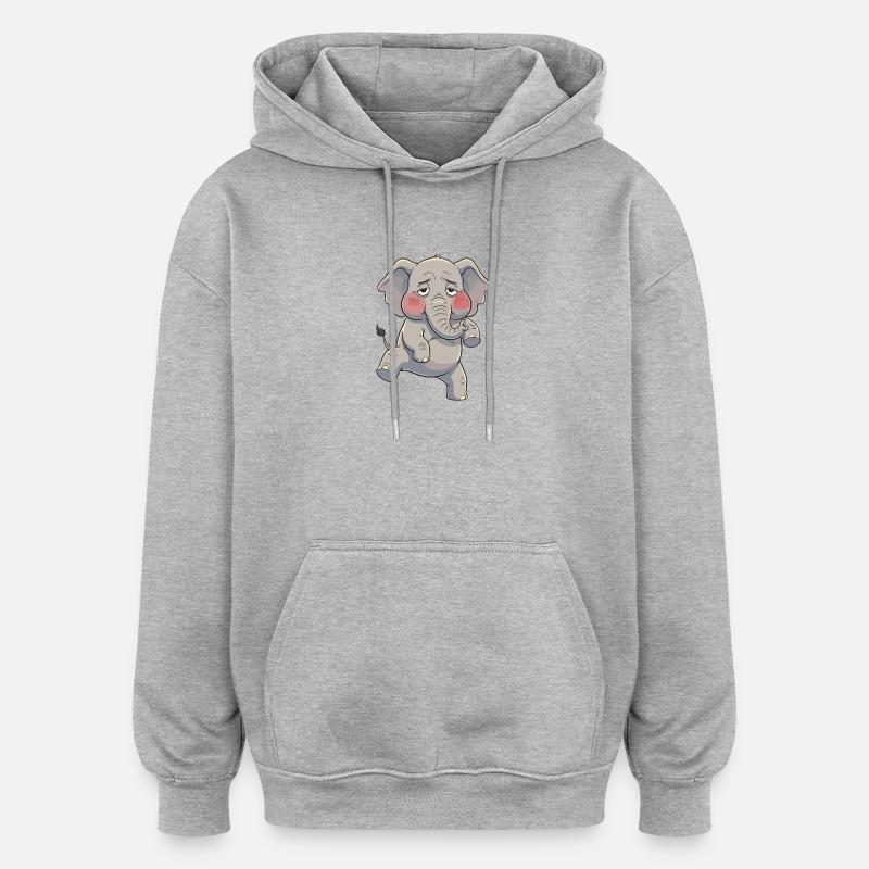 Bébé éléphant câlin - Sweat à capuche oversize unisexe - gris chiné