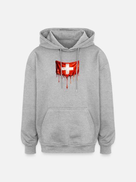 Dripping Swiss flag - Oversized Unisex Hoodie - heather grey