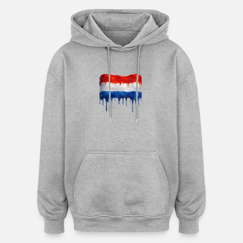Drapeau néerlandais dégoulinant - Sweat à capuche oversize unisexe - gris chiné