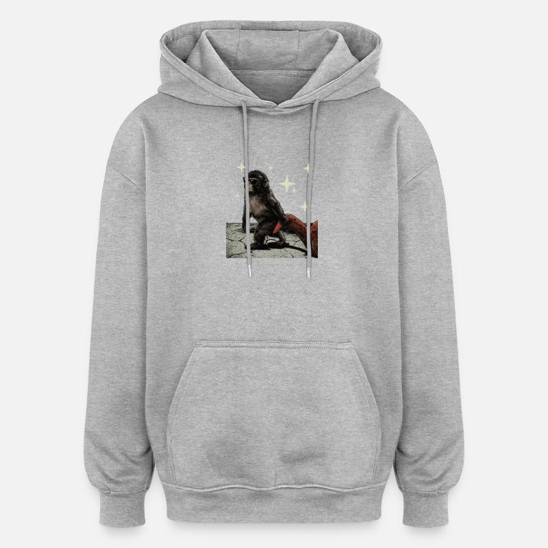 Bébé Singe Coup de Poing - Sweat à capuche oversize unisexe - gris chiné