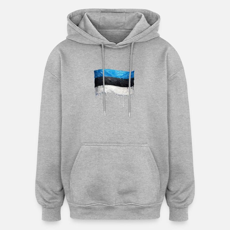 Drapeau estonien couleur - Sweat à capuche oversize unisexe - gris chiné