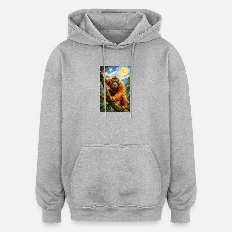 Orangutangstjernenat-stil - Oversize unisex hoodie - grå meleret
