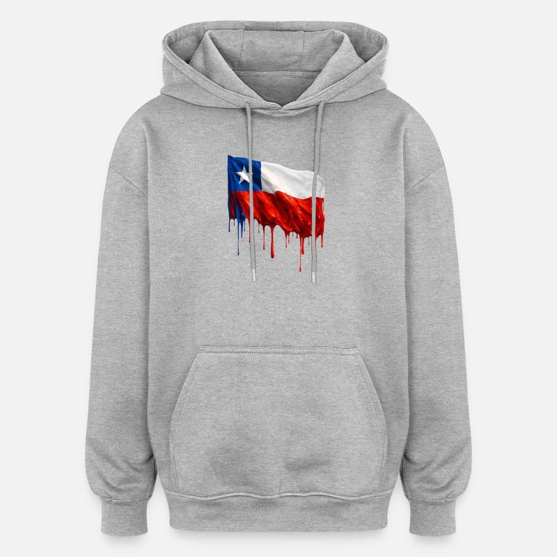 Chile Flag Dripping Solid - Oversized Unisex Hoodie - heather grey