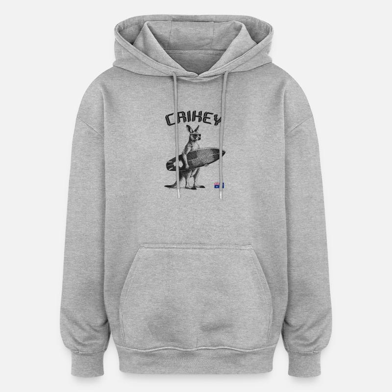 Crickey Kangaroo Australien Surfing - Oversize unisex hoodie - grå meleret