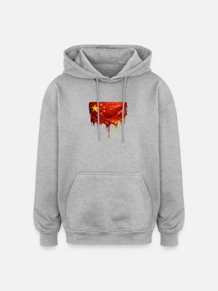 Dripping China Flag Art - Oversized Unisex Hoodie - heather grey