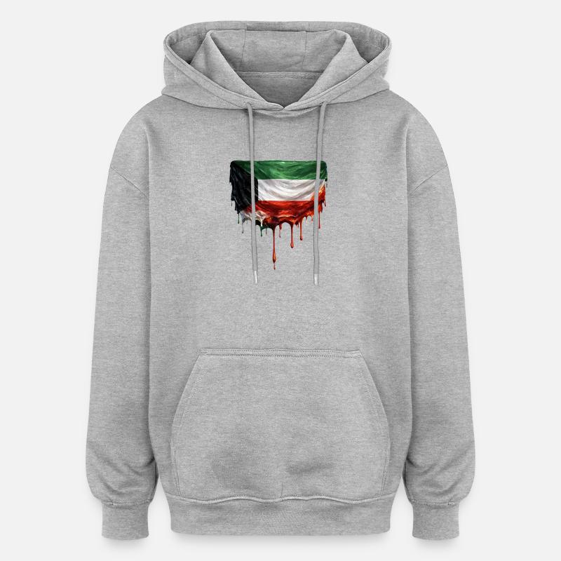 Art dégoulinant du drapeau du Koweït - Sweat à capuche oversize unisexe - gris chiné