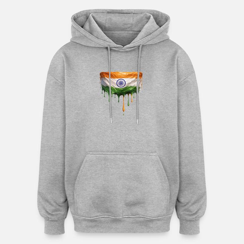 Art du drapeau indien - Sweat à capuche oversize unisexe - gris chiné