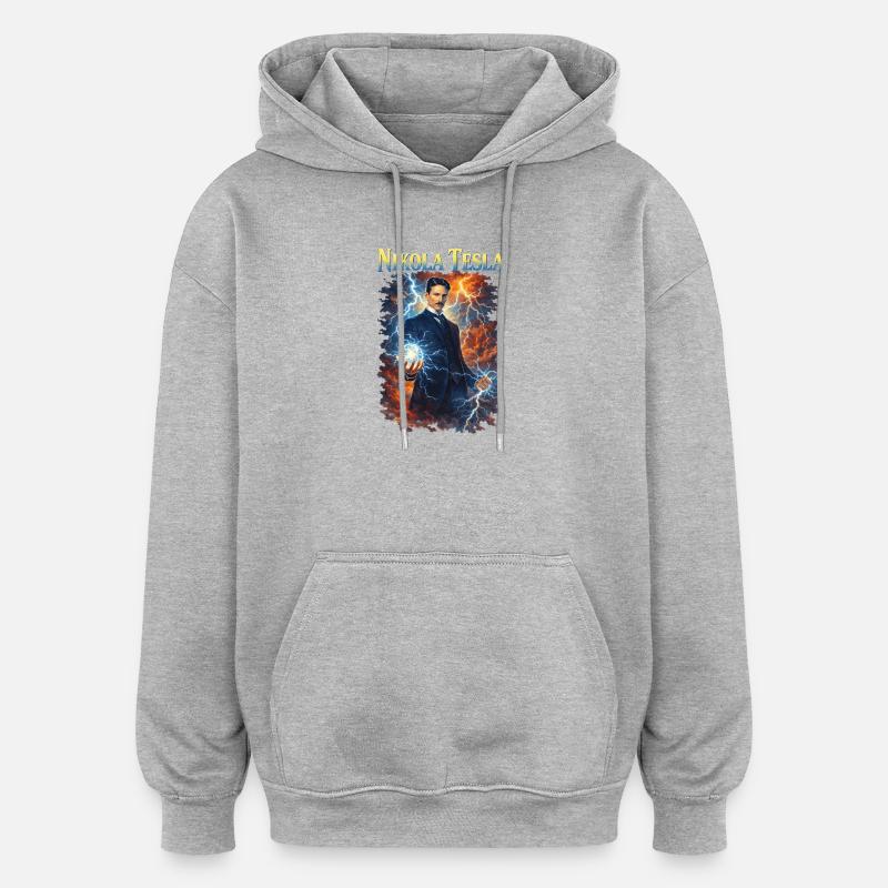 Nikola Portrait - Sweat à capuche oversize unisexe - gris chiné