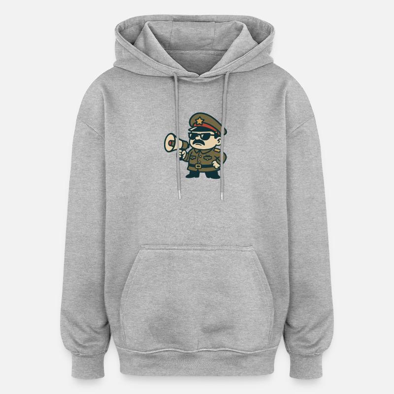 Retro Sergeant Megaphone - Oversized Unisex Hoodie - heather grey