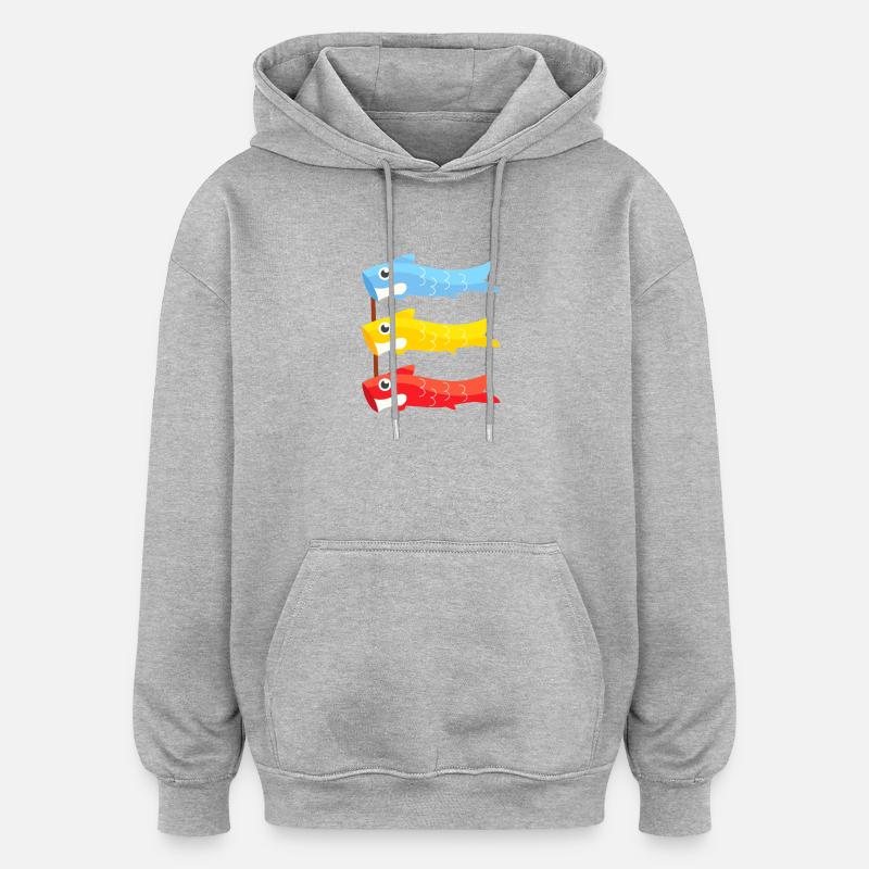 Koinobori Carp Flags Trio - Sweat à capuche oversize unisexe - gris chiné