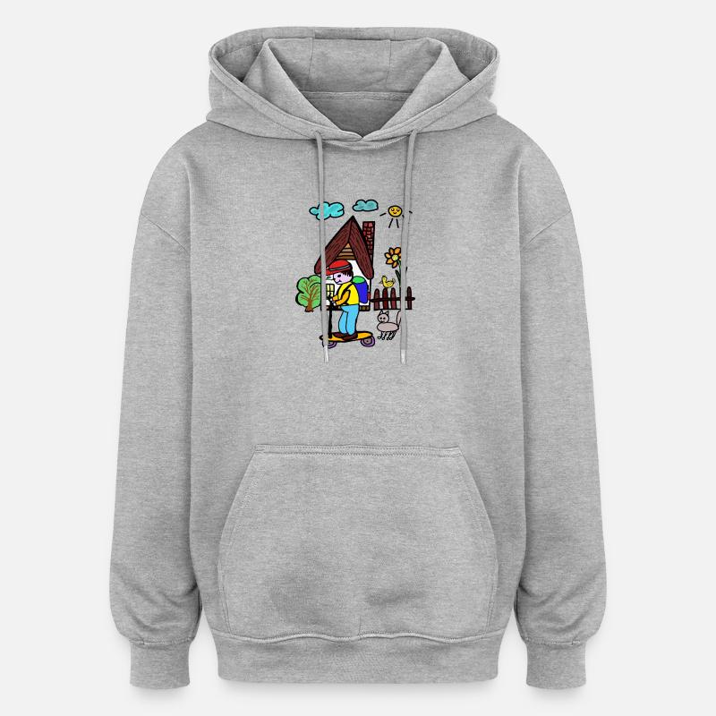 Maison Skateboarder Jardin de Fleurs Enfants - Sweat à capuche oversize unisexe - gris chiné