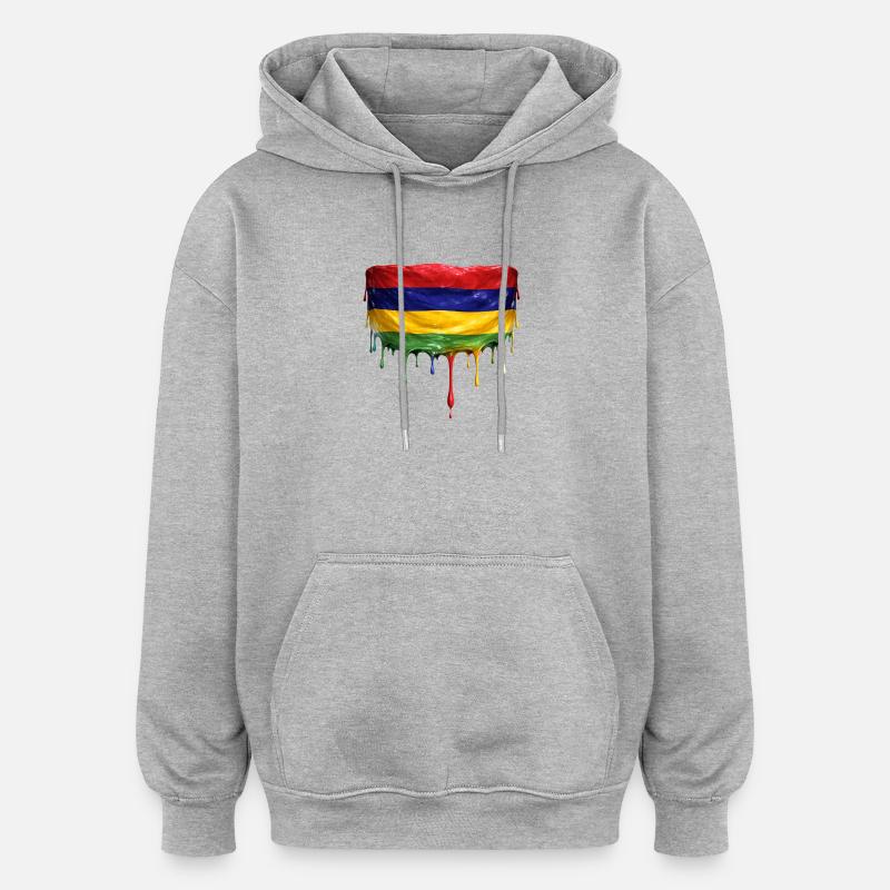 Art du drapeau de Maurice - Sweat à capuche oversize unisexe - gris chiné