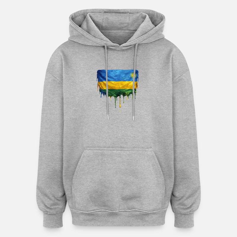 Art de chute : drapeau rwandais - Sweat à capuche oversize unisexe - gris chiné