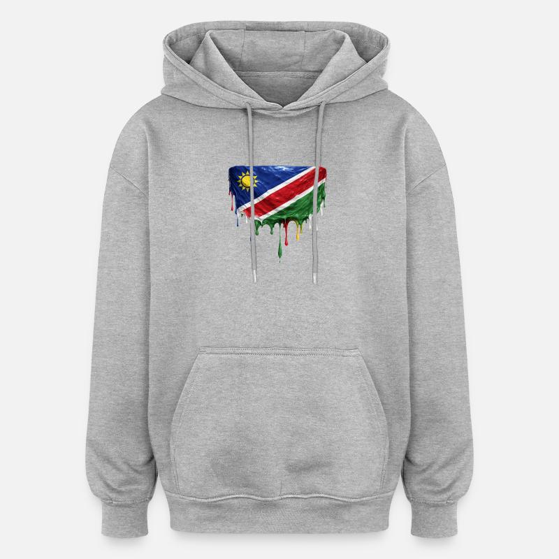 Namibia Flag Drop Art - Oversized Unisex Hoodie - heather grey
