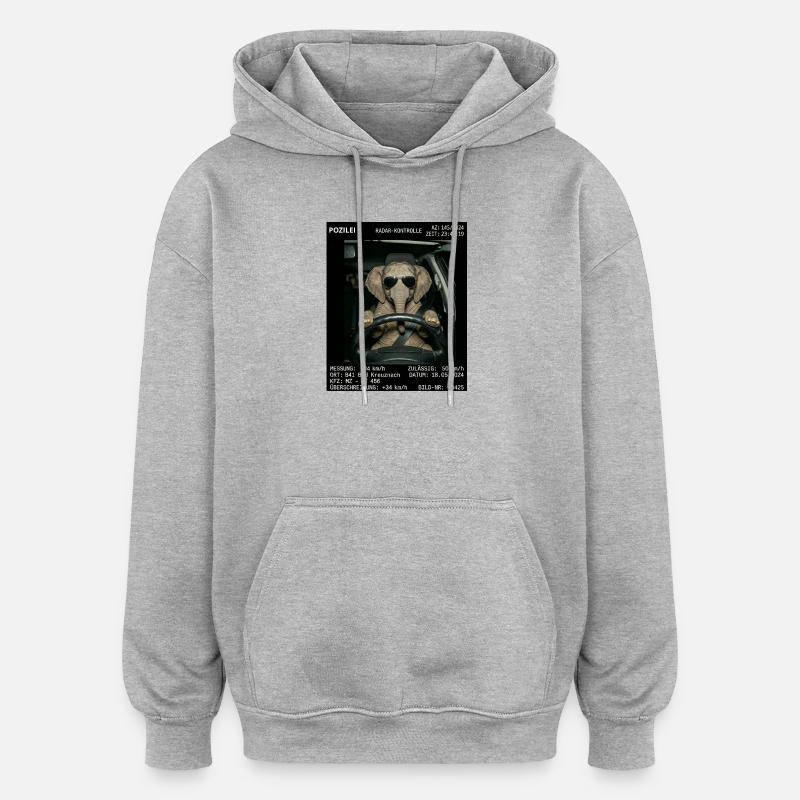 Elefant Geblitzt - Oversized Unisex Hoodie - Grau meliert