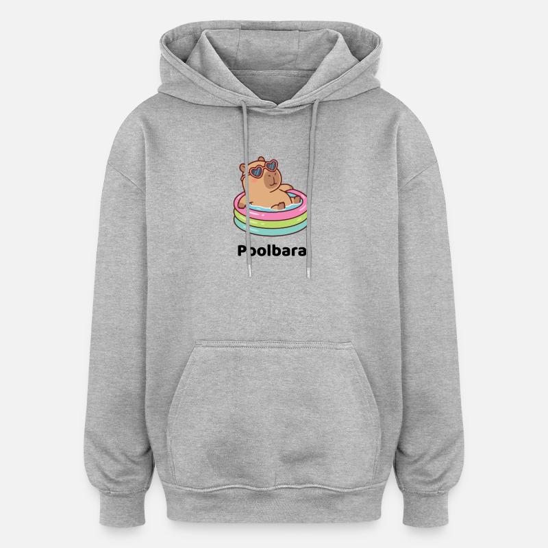 Bärchen/Capybara im Planschring mit Sonnenbrille - Oversized Unisex Hoodie - Grau meliert