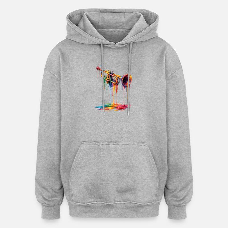 Trumpet with dripping paint - Oversized Unisex Hoodie - heather grey