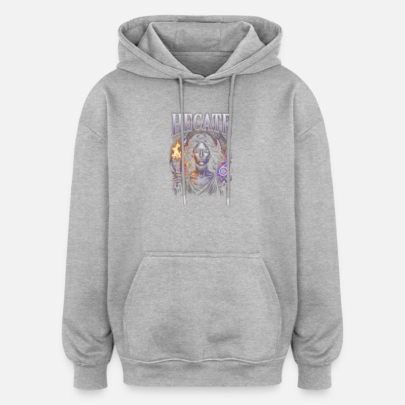 Hécate Magie du Feu Gothique - Sweat à capuche oversize unisexe - gris chiné