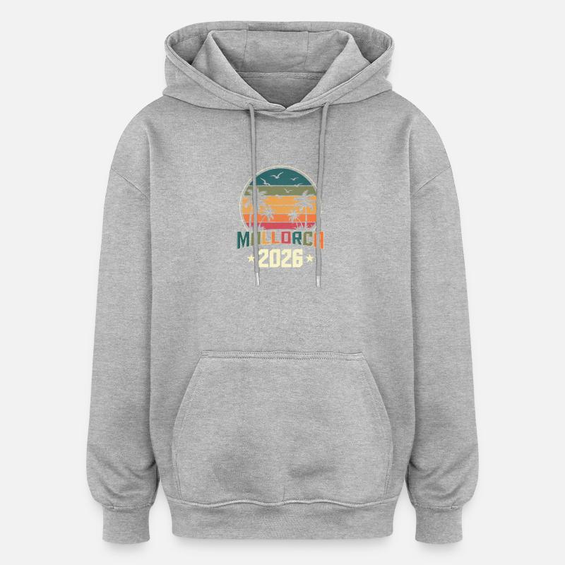 Majorque 2026 - Sweat à capuche oversize unisexe - gris chiné