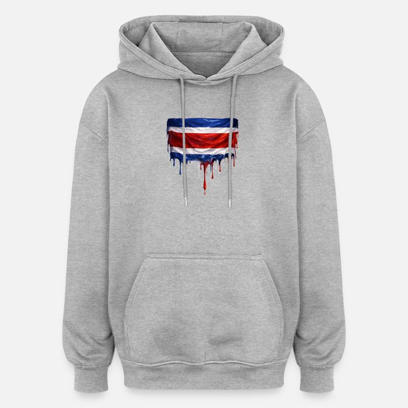 Drapeau dégoulinant du Costa Rica - Sweat à capuche oversize unisexe - gris chiné
