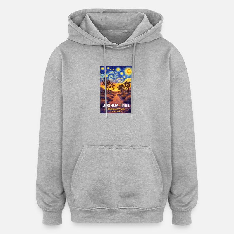 Park Narodowy Joshua Tree, Kalifornia - Bluza z kapturem oversize typu unisex - szary melanż