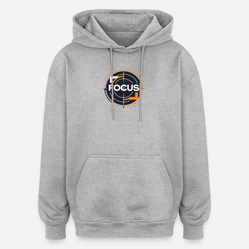 Logo du cercle cible Focus - Sweat à capuche oversize unisexe - gris chiné
